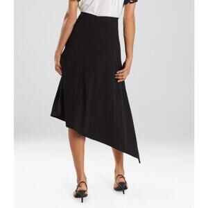 NATORI SKIRT SOLID CREPE WOMENS SIZE 4 BLACK NWT ASYMMETRICAL HEM $228